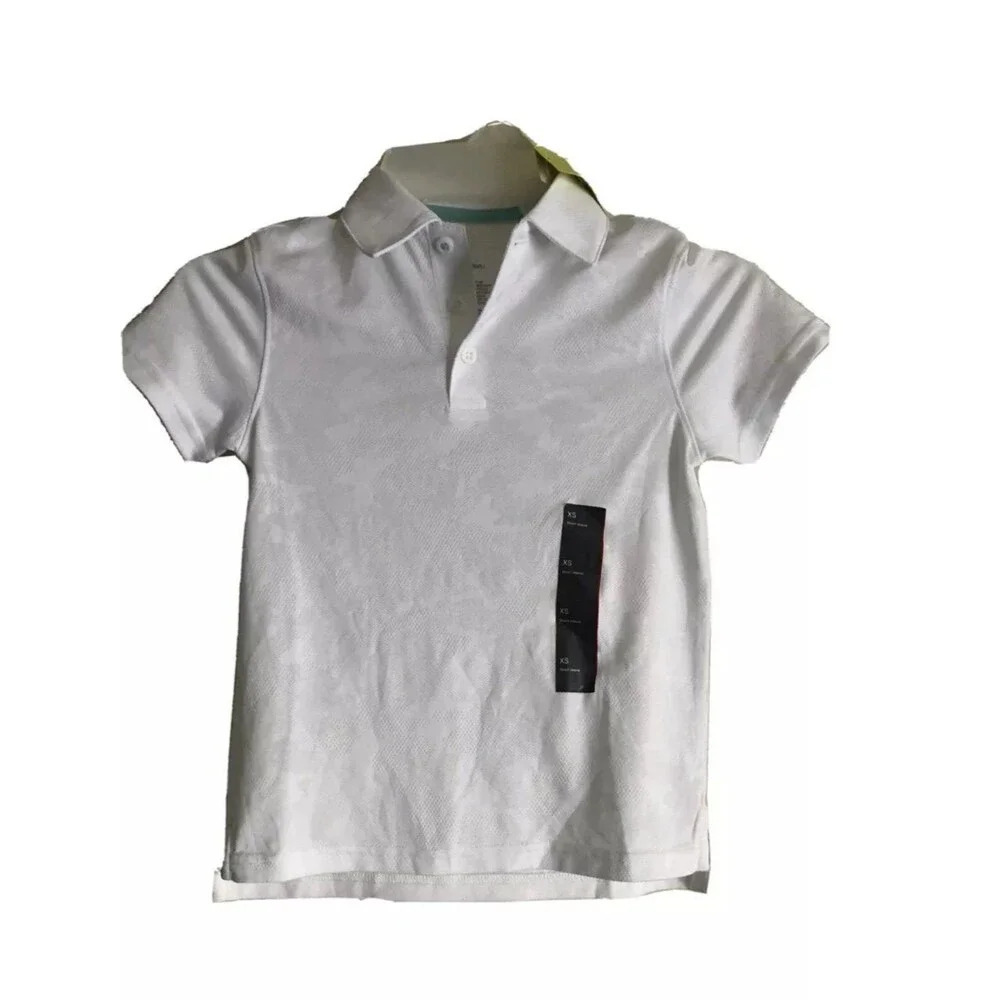 All in Motion Boys White Short Sleeve Polo Shirt Size XS